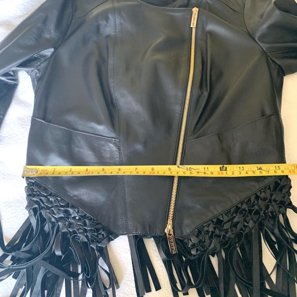 New Soft Black real Lamb leather Biker jacket Long leather tassels EUR 38 US 6-8 - Picture 15 of 16